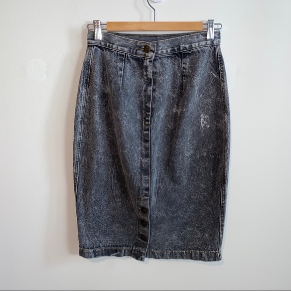 Vintage Acid Wash Grayish Pencil Skirt Size 10 - Picture 8 of 9